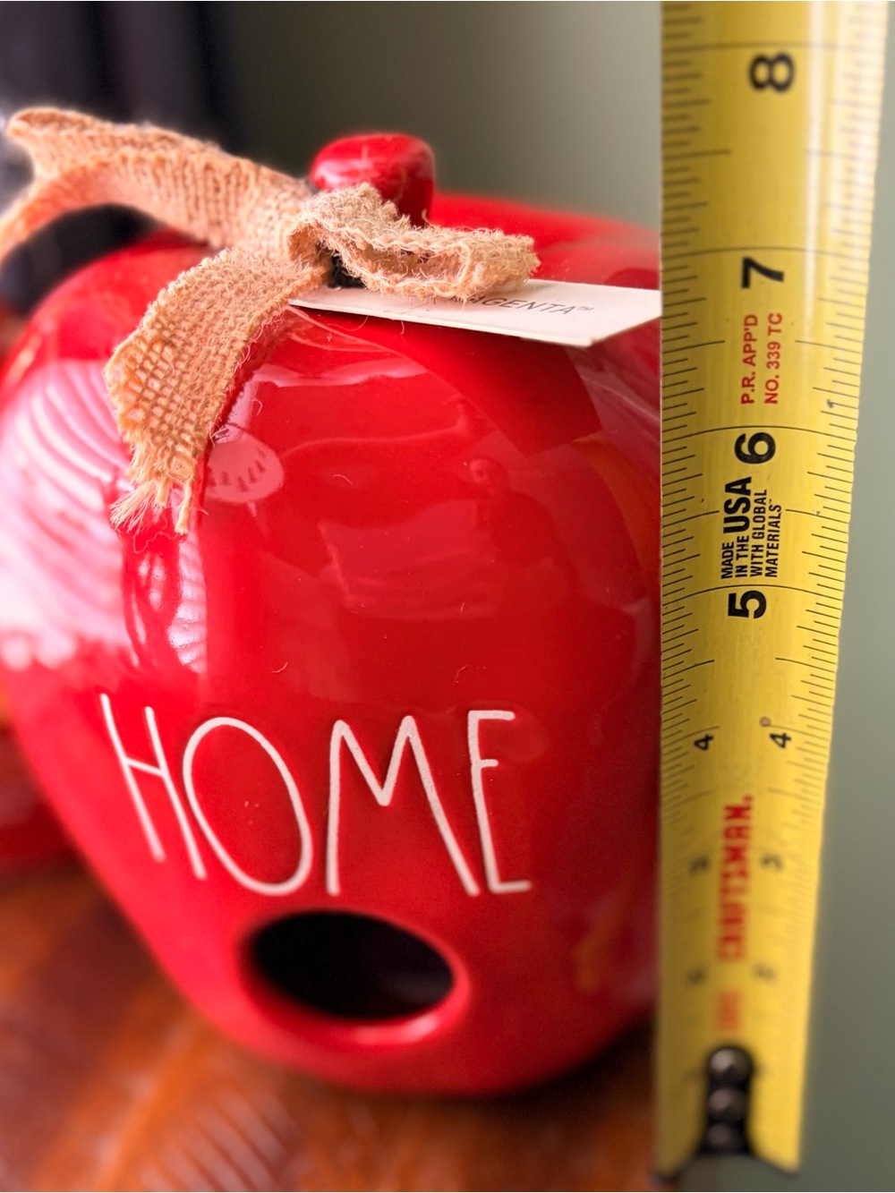 Rae Dunn Vibrant Red 'HOME' Ceramic Apple Farmhouse Birdhouse - Picture 7 of 9